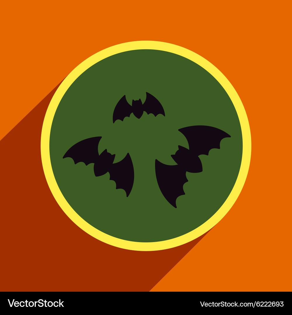 Flat with shadow icon bats on a colored background vector image