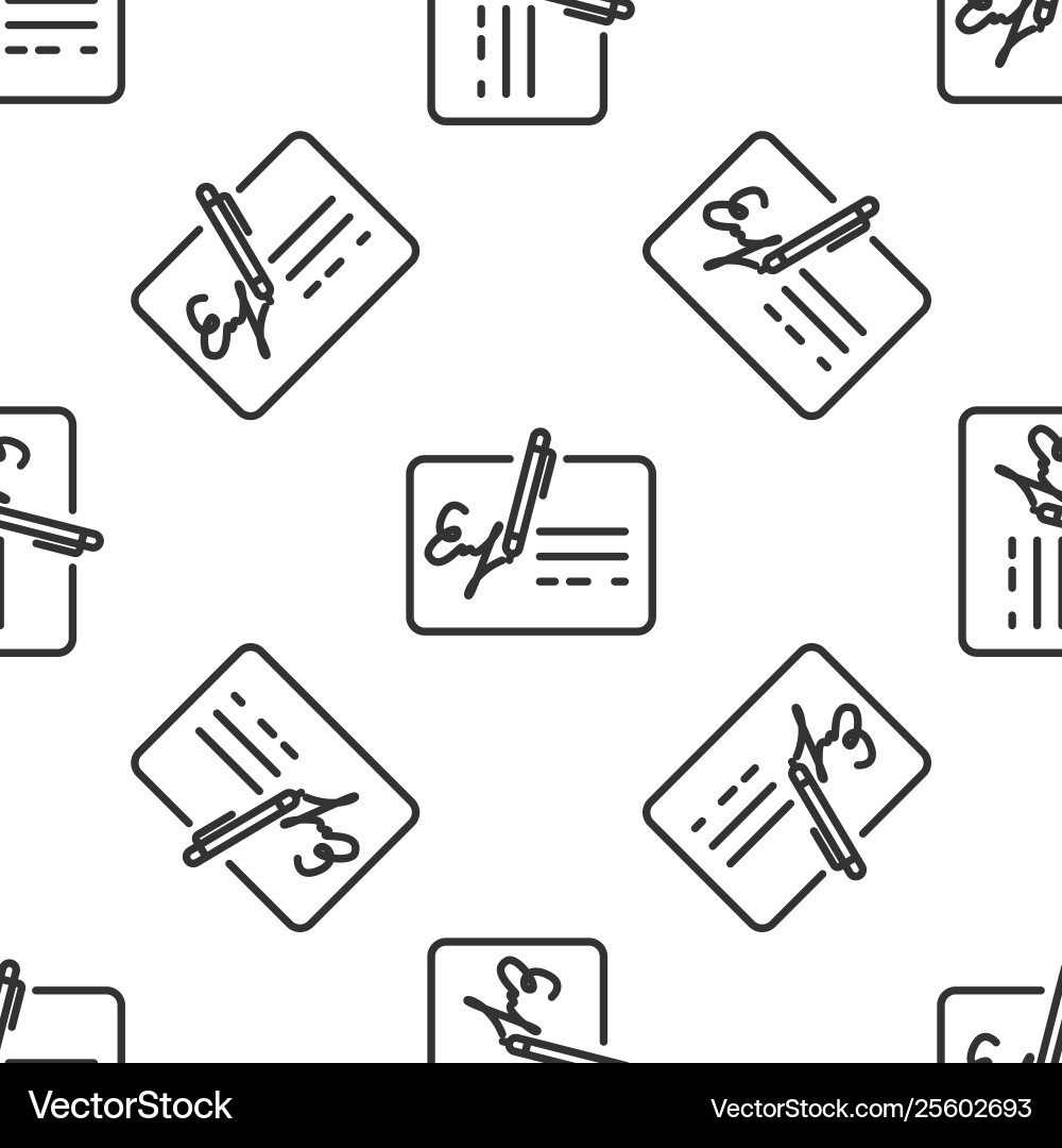 Grey signed document line icon isolated seamless Grey signed document line icon isolated seamless Vector Image