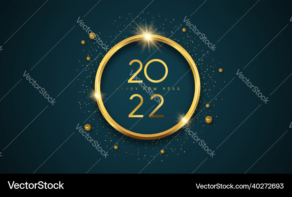 Happy new year 2022 gold 3d ring luxury card Happy new year 2022 gold 3d ring luxury card vector image