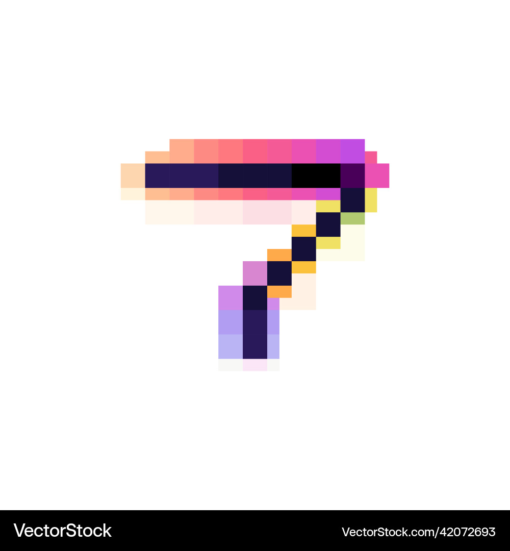 Hologram number seven with glitch distorted pixel Hologram number seven with glitch distorted pixel vector image