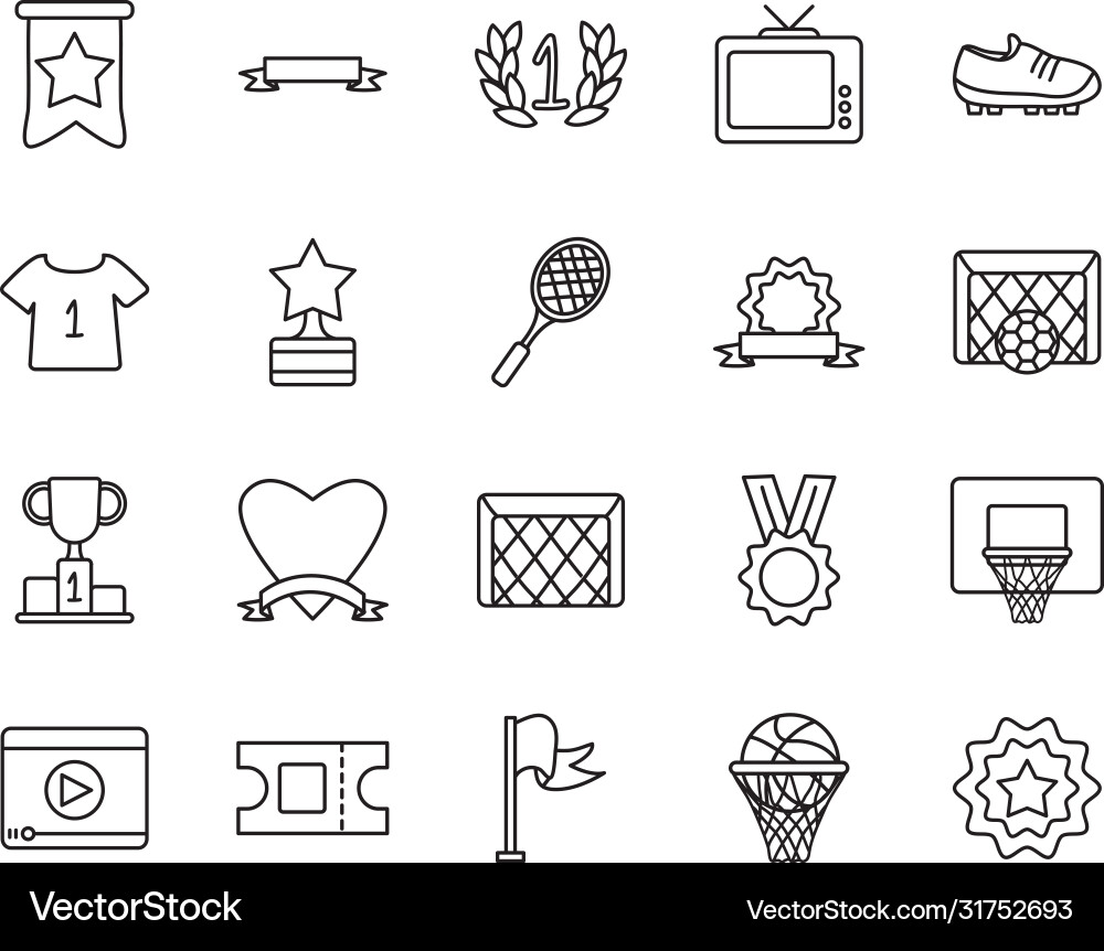 Medal and game event icon set line style Medal and game event icon set line style vector image