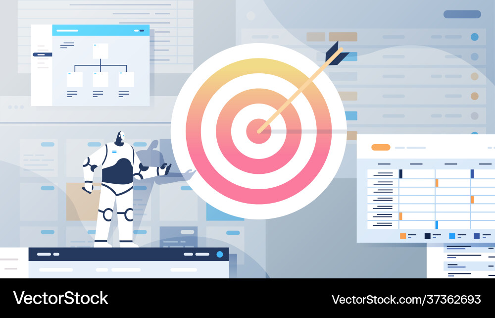 Modern robot neat profit target with arch Modern robot neat profit target with arch vector image