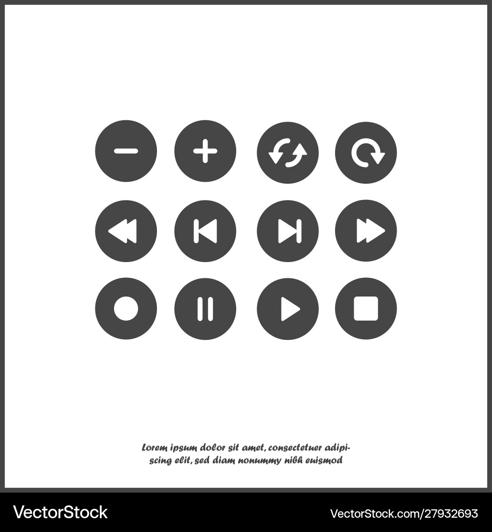 Navigation buttons media player image set Vector Image