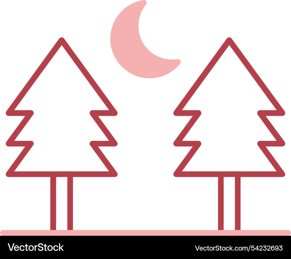 Pine tree line fill icon Vector Image