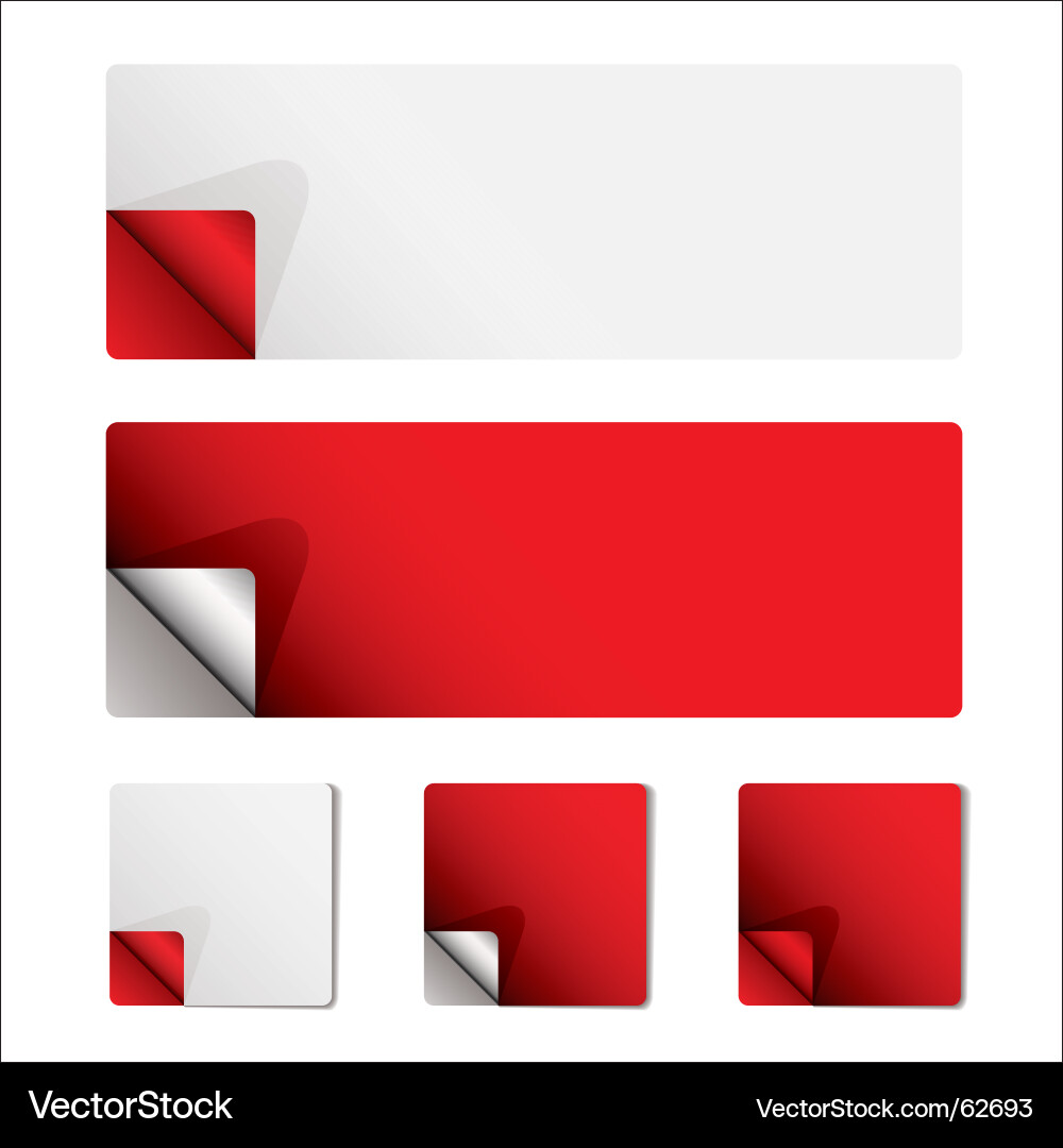 Red Page Curl Stickers vector image