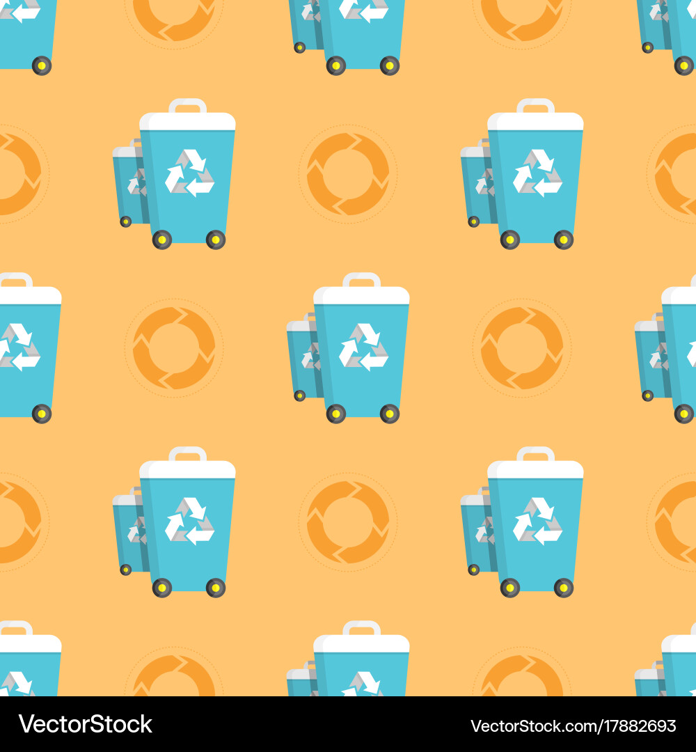 Seamless pattern with trash cans and recycling Vector Image