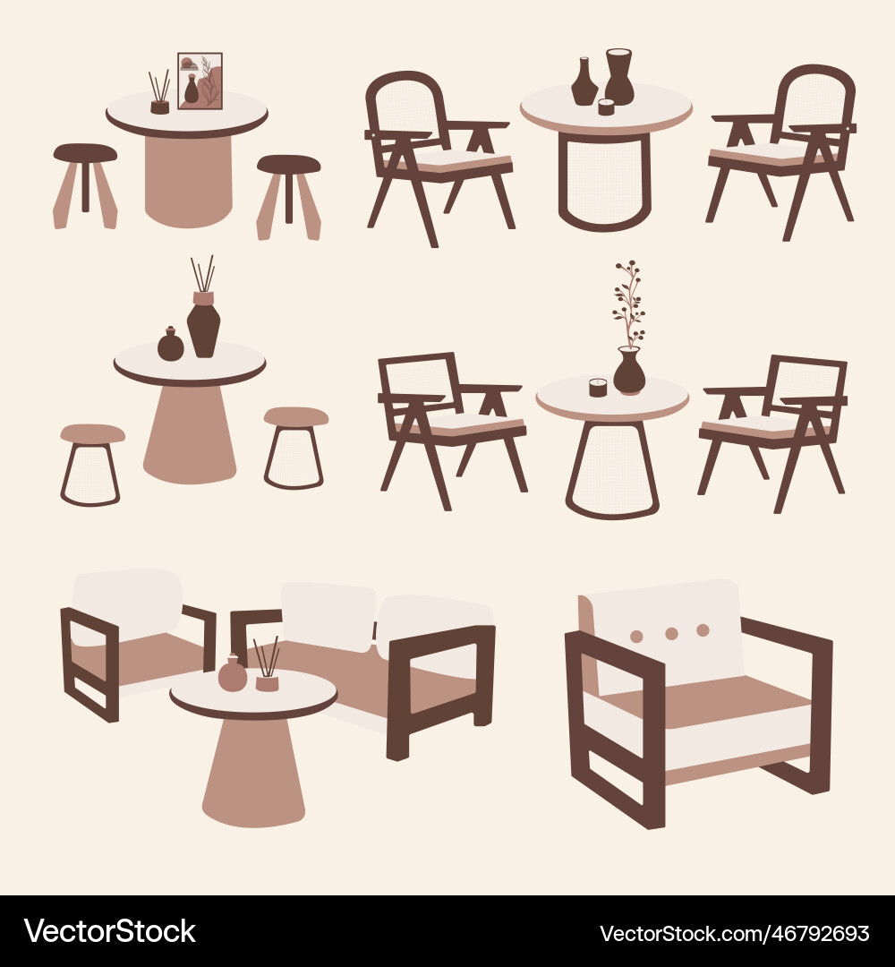 Set of table and chair boho style Set of table and chair boho style vector image