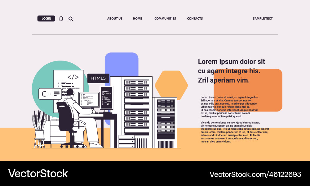 Web developer creating program code on laptop Web developer creating program code on laptop vector image