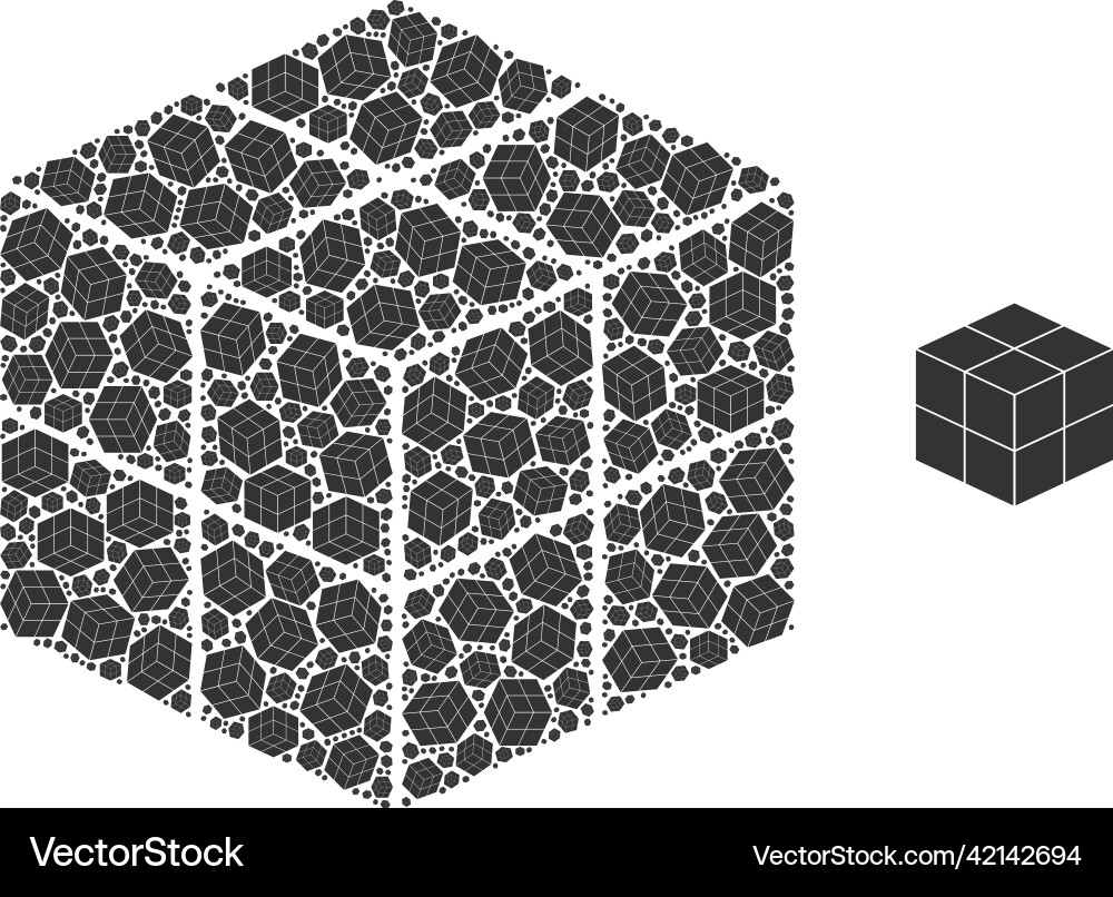 3d cube recursion collage of items 3d cube recursion collage of items vector image