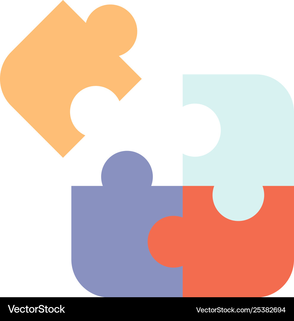 Business game logic puzzle square flat color icon Business game logic puzzle square flat color icon vector image