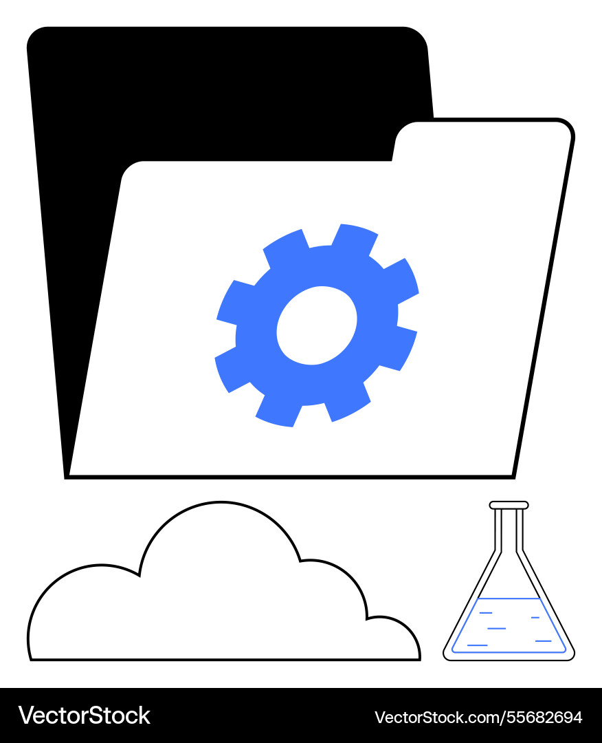 Cloud storage and data science concept with folder Cloud storage and data science concept with folder vector image
