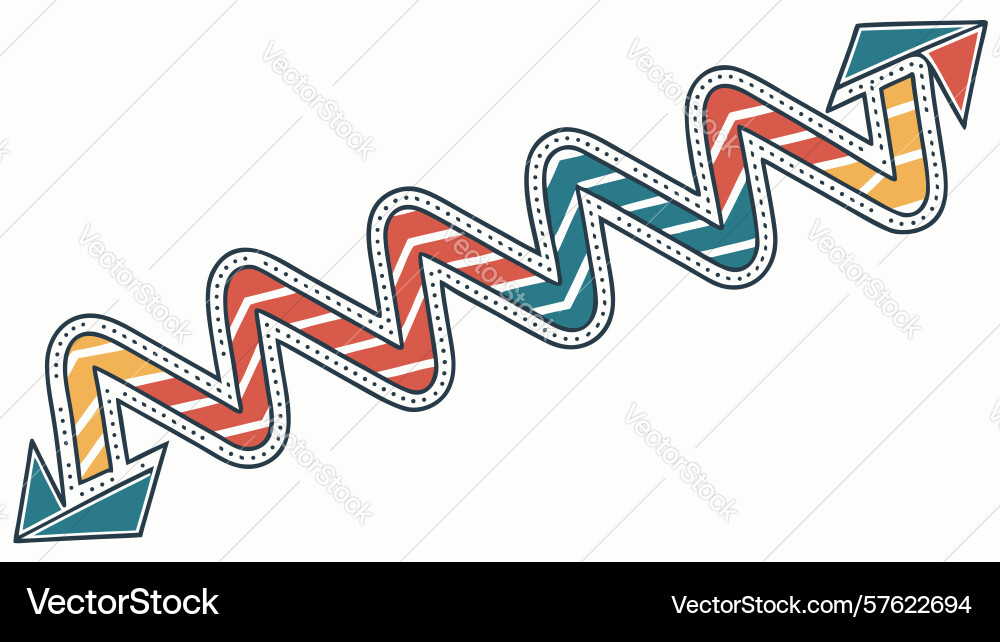Colorful zigzag arrow dynamic design element vector image
