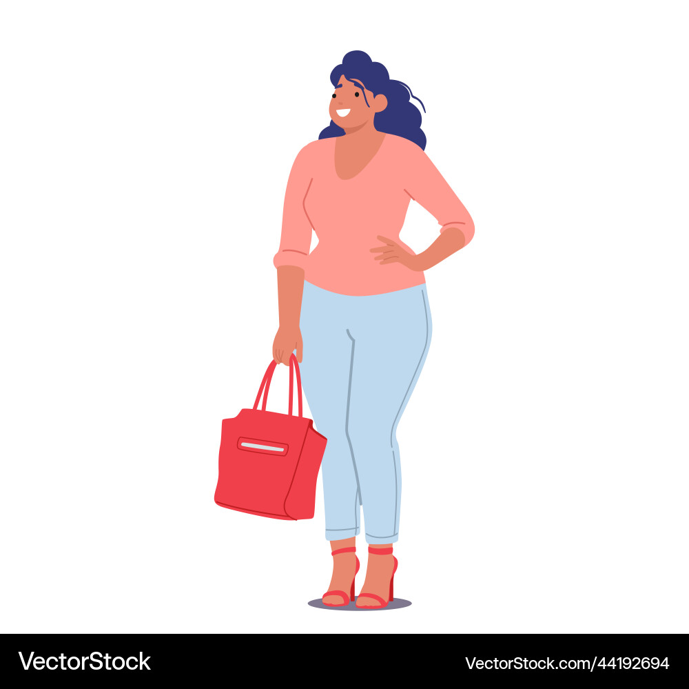 Curvy female character accepts herself Curvy female character accepts herself vector image