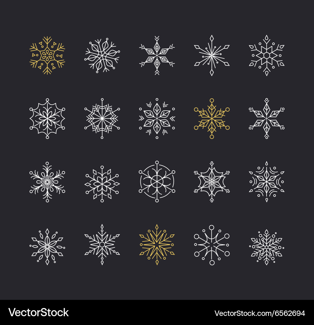 Geometric Snowflake Set vector image