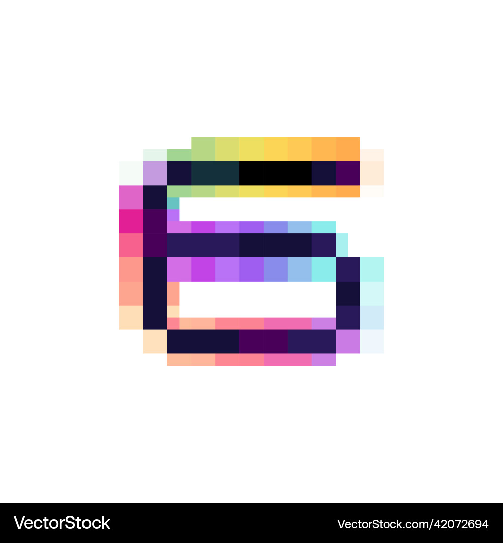 Hologram number six with glitch distorted pixel Vector Image