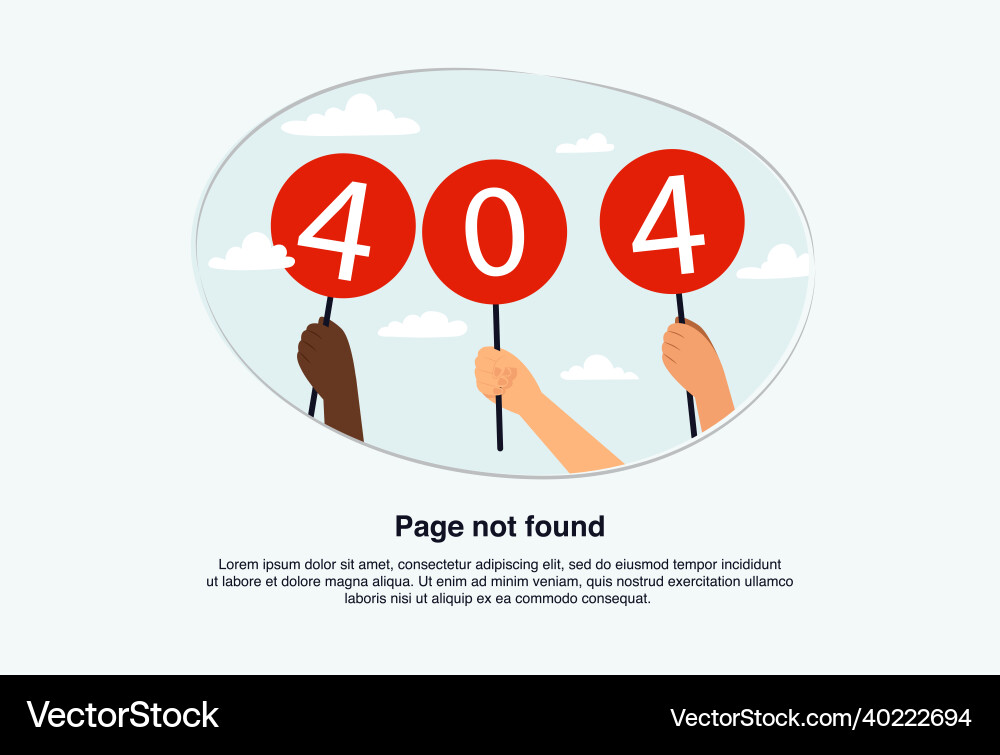 Internet network warning 404 error page or file Internet network warning 404 error page or file Vector Image