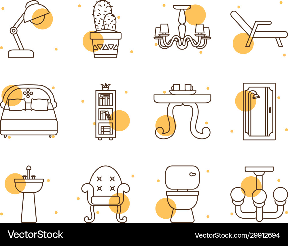 Isolated home block and line style icon set Isolated home block and line style icon set vector image
