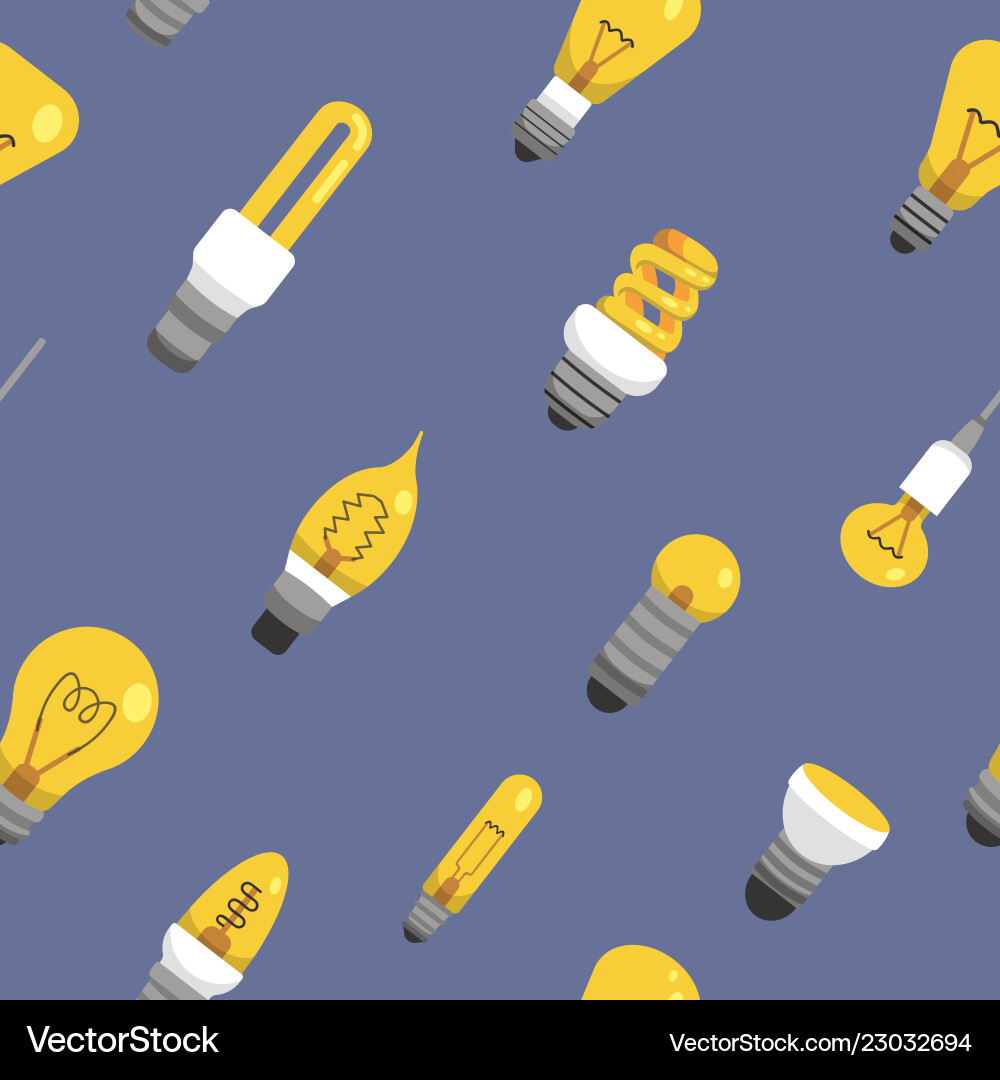 Light bulb seamless pattern color lamp background Vector Image