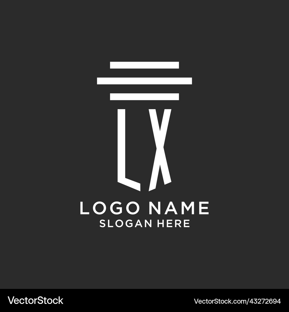 Lx initials with simple pillar logo design Vector Image