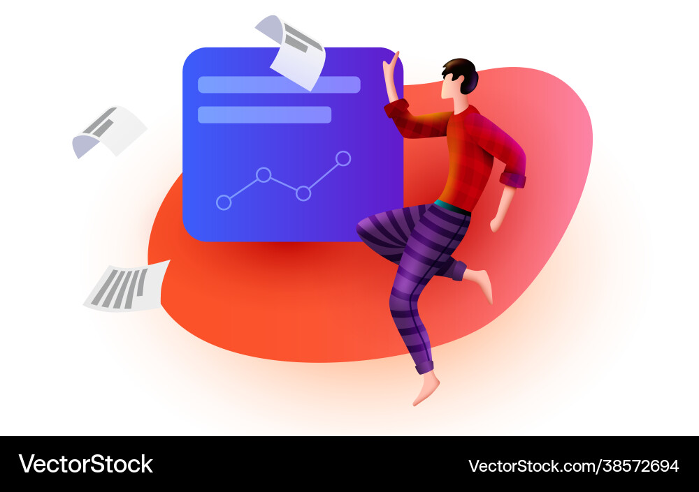 Man flies around business solution elements data Man flies around business solution elements data vector image