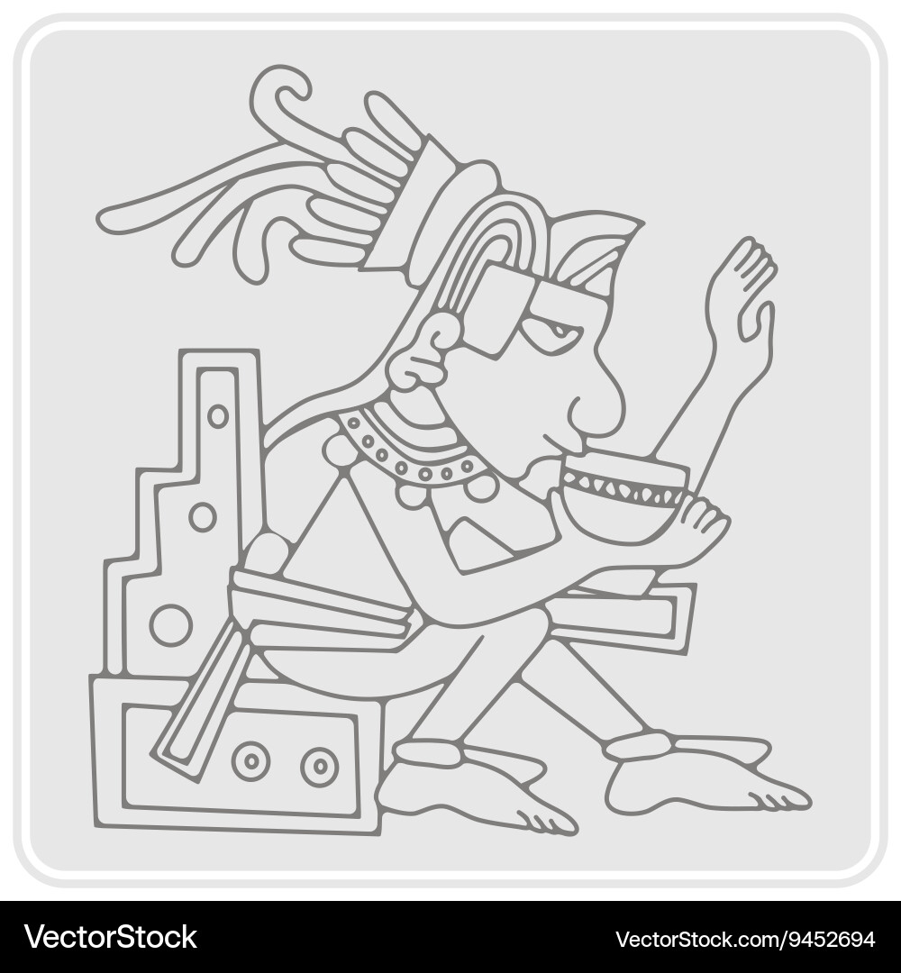 Monochrome icon with symbols from aztec codices Vector Image
