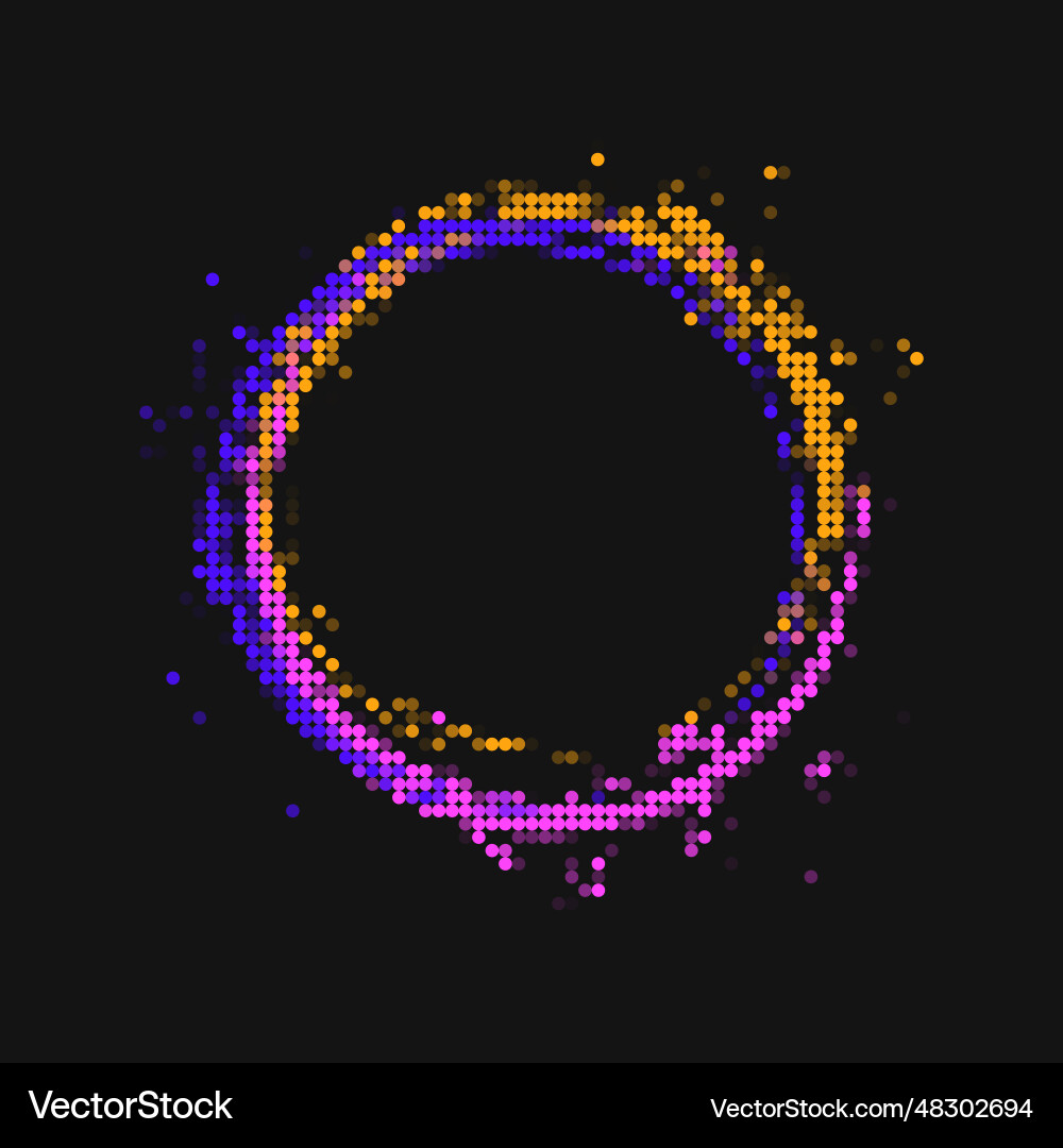 Round frame in pixel style with small circles Vector Image