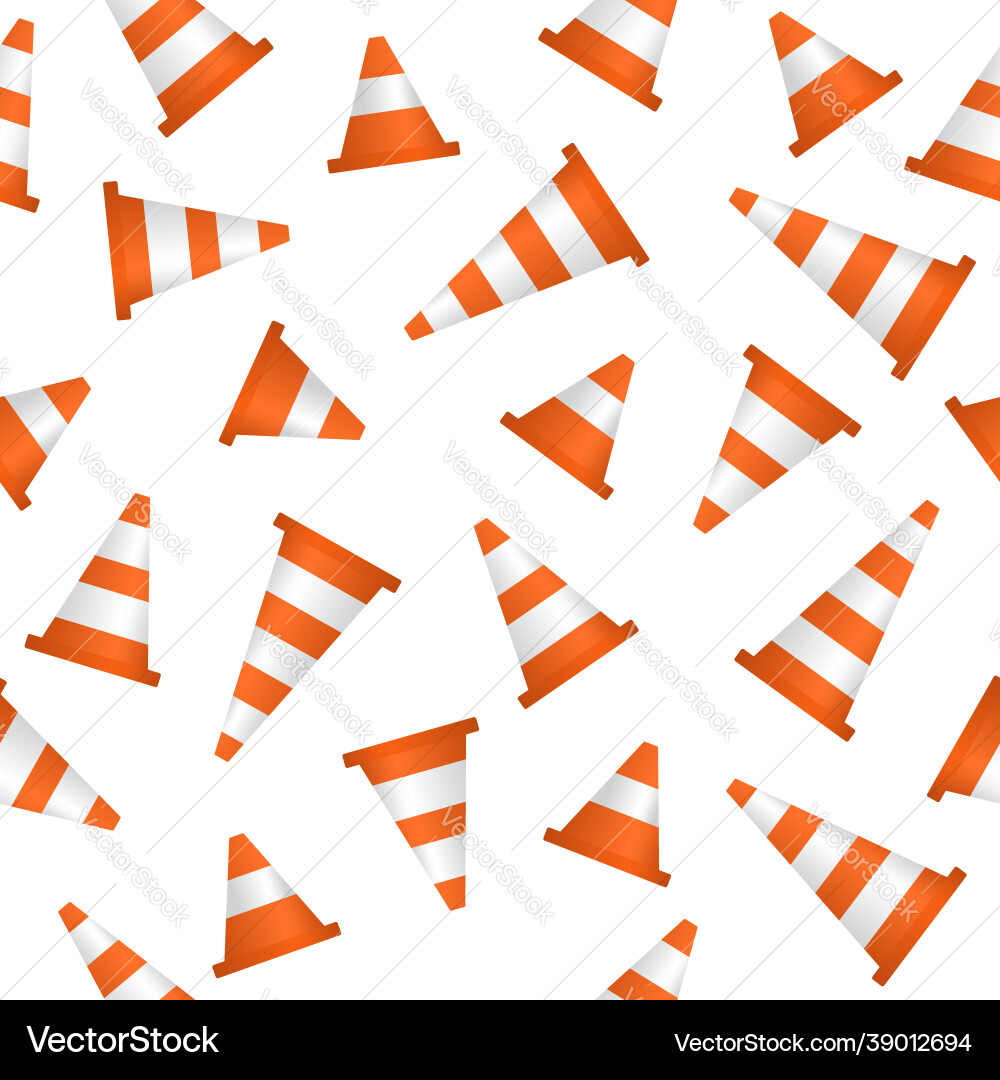 Seamless pattern types traffic cones different Seamless pattern types traffic cones different vector image