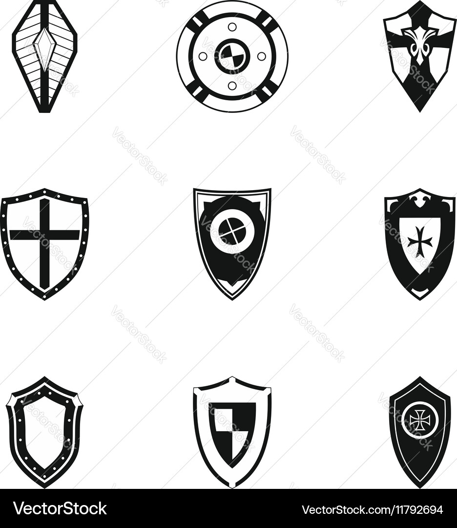 Shield Icon Set - Minimalist vector image