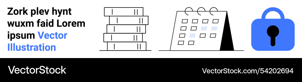 Stack of files calendar and padlock symbols Stack of files calendar and padlock symbols vector image