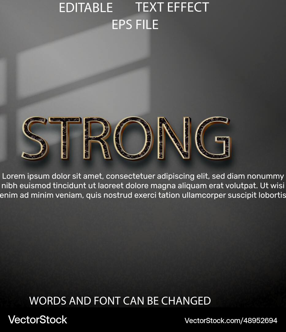Strong text effect font editable typography 3d Strong text effect font editable typography 3d vector image