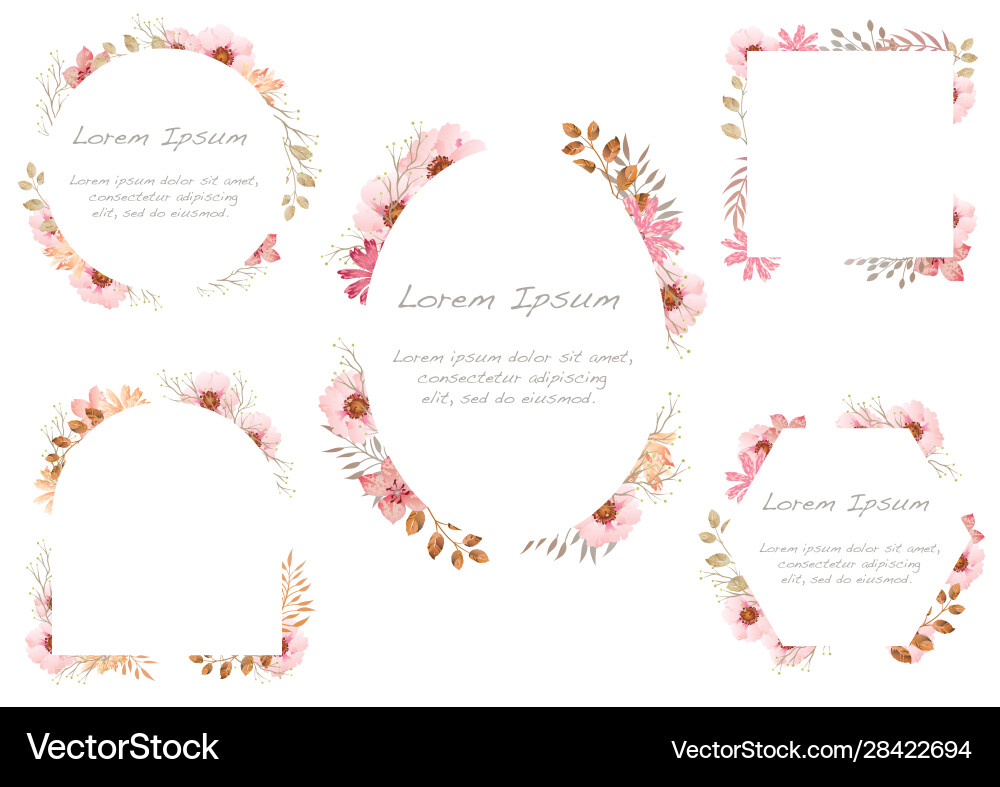 Watercolor floral frame set on a white background Vector Image