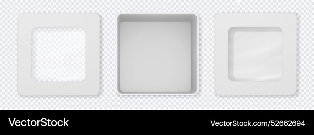 White empty box with open and closed lid top view White empty box with open and closed lid top view vector image