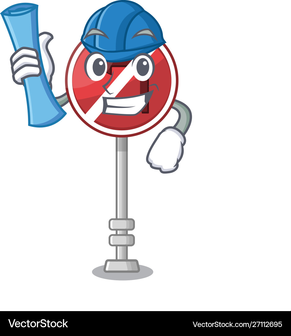 Architect no left turn isolated with character Architect no left turn isolated with character Vector Image