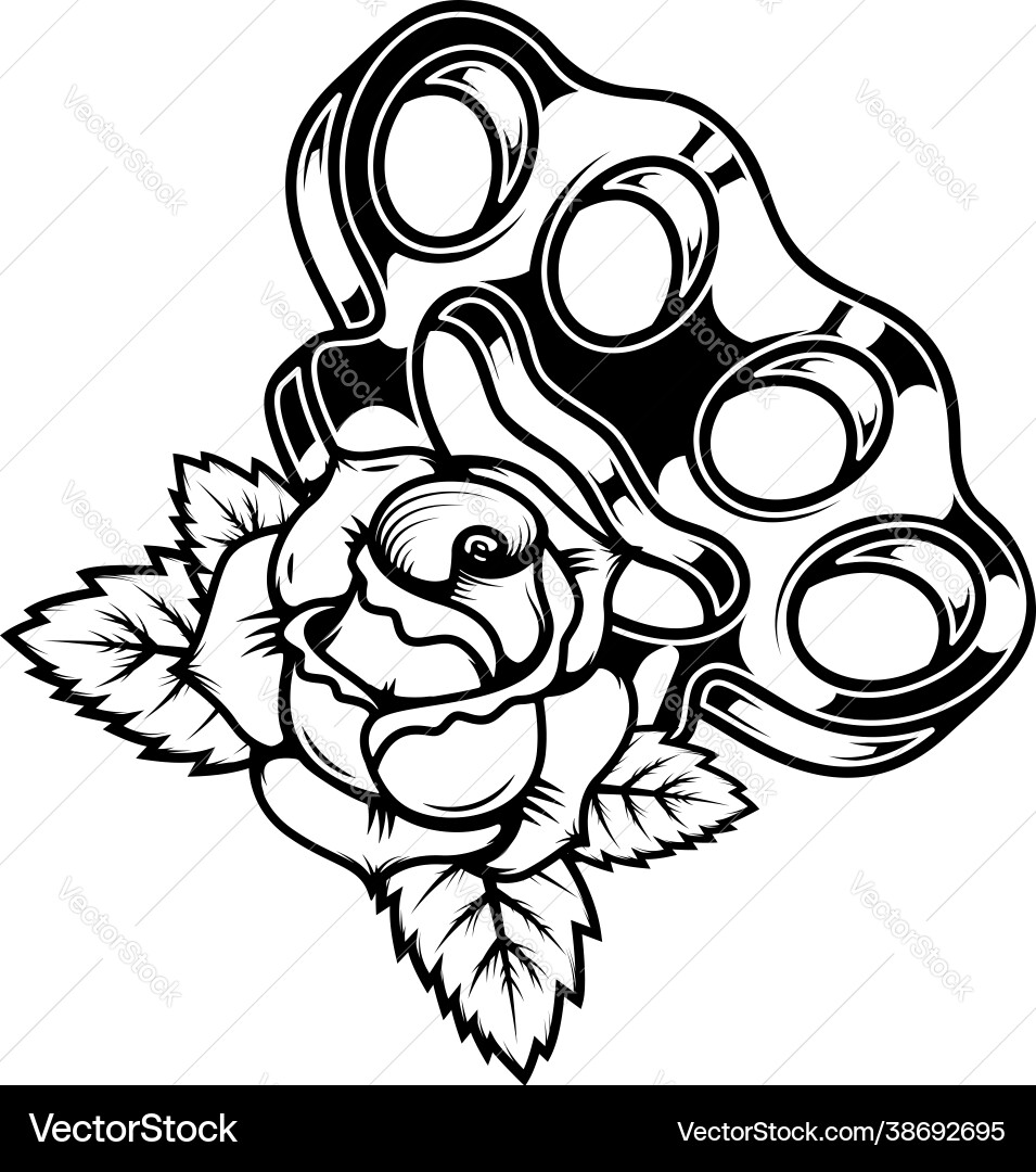 Brass knuckle with roses design element for logo Brass knuckle with roses design element for logo vector image
