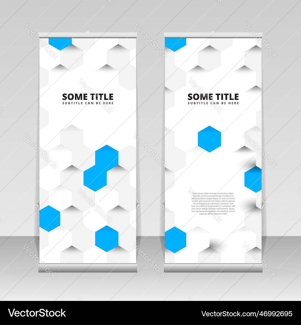 Bunte Roll-up-Banner mit Sechskant Bunte Roll-up-Banner mit Sechskant vektorbild
