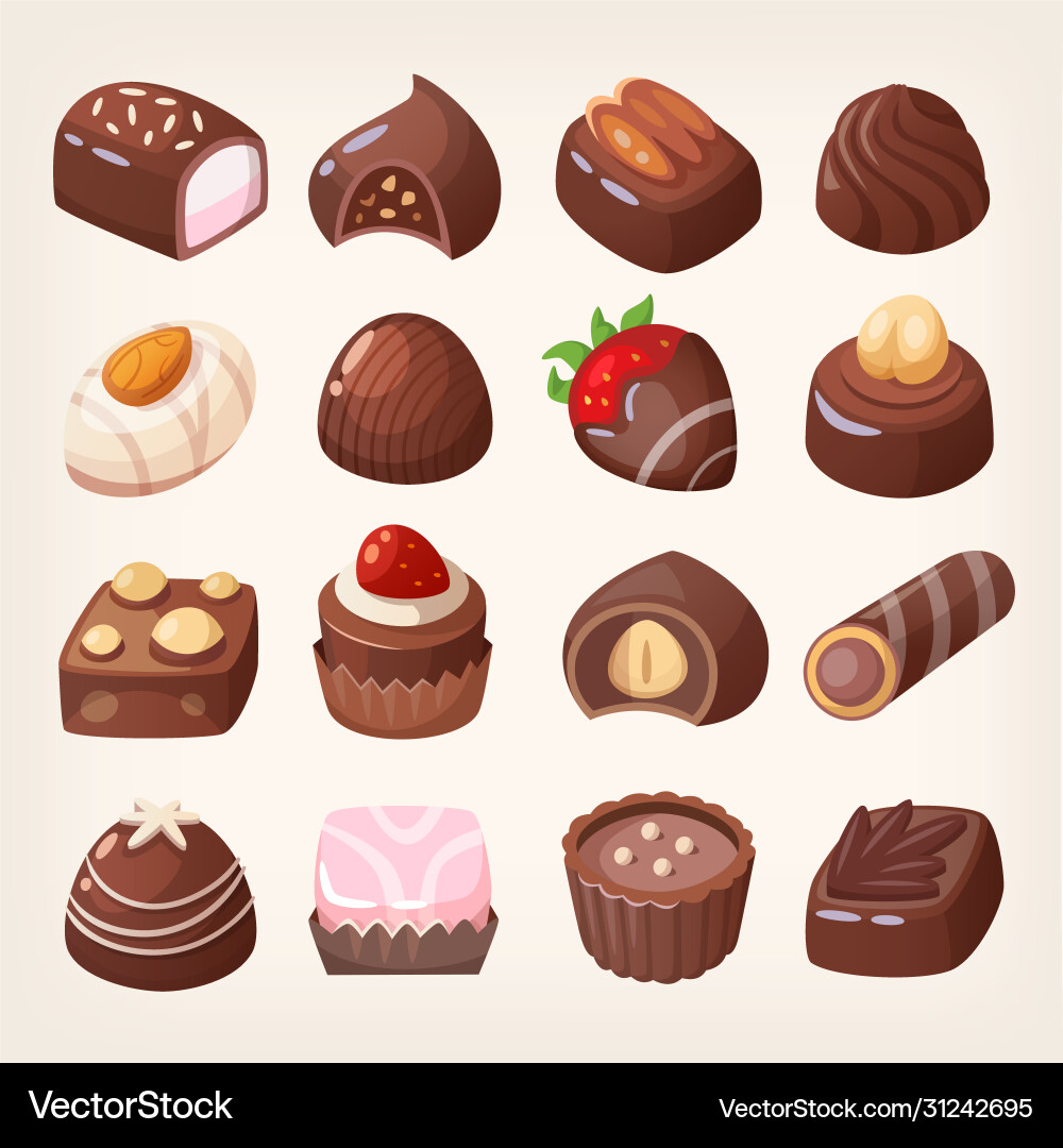 Colorful Chocolate Treats & Candies vector image