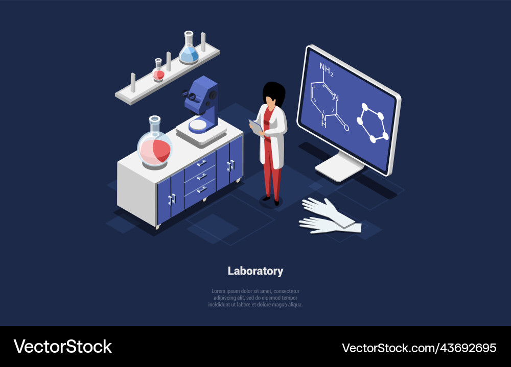 Concept of science and laboratory work scientist Concept of science and laboratory work scientist vector image
