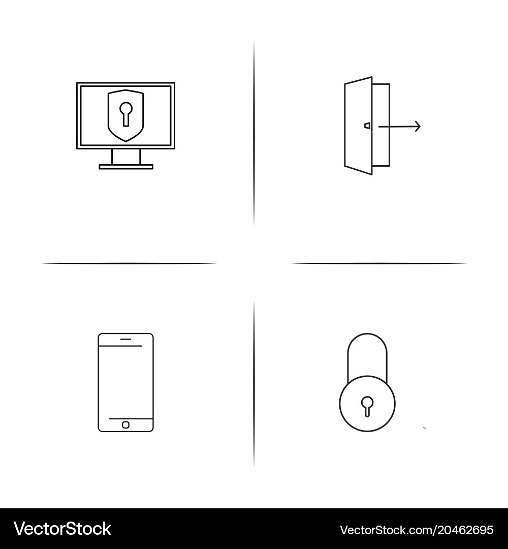 Devices simple linear icon set outline icons vector image
