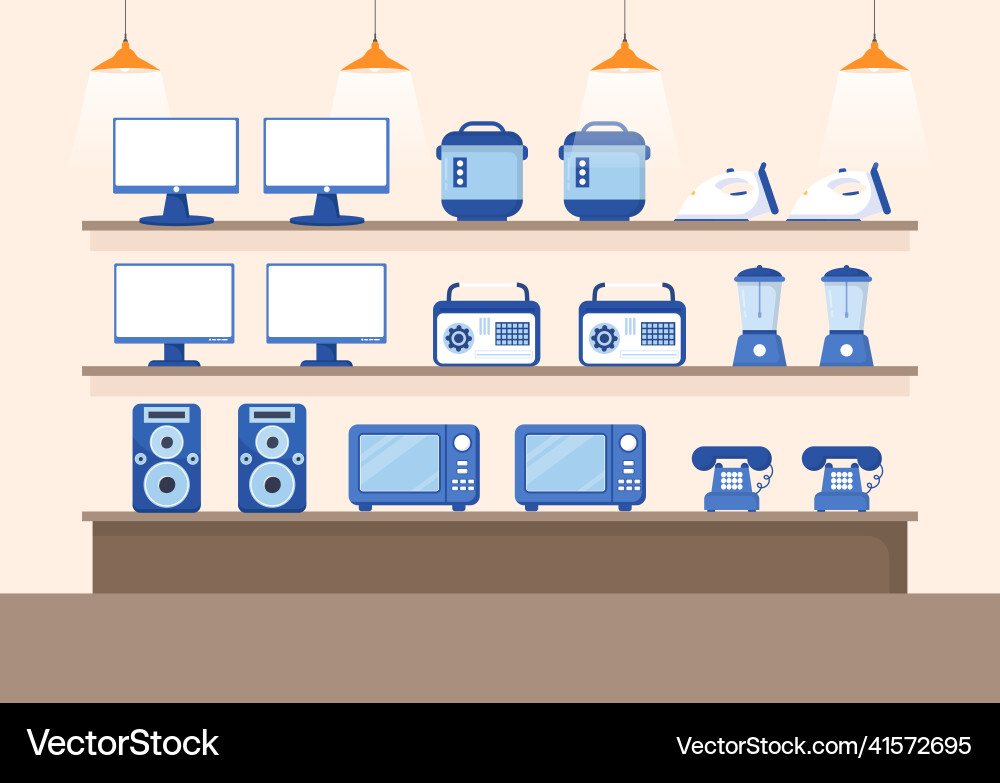 Electronics store that sells computers tv vector image