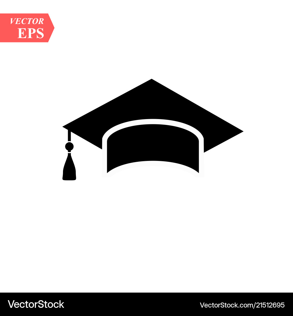 Graduation hat icon isolated on white vector image