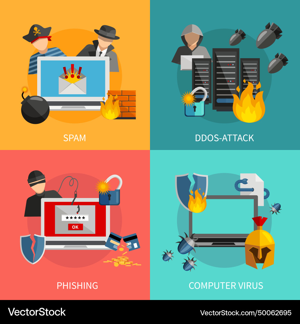 Hacker attacks 2x2 design concept Hacker attacks 2x2 design concept vector image