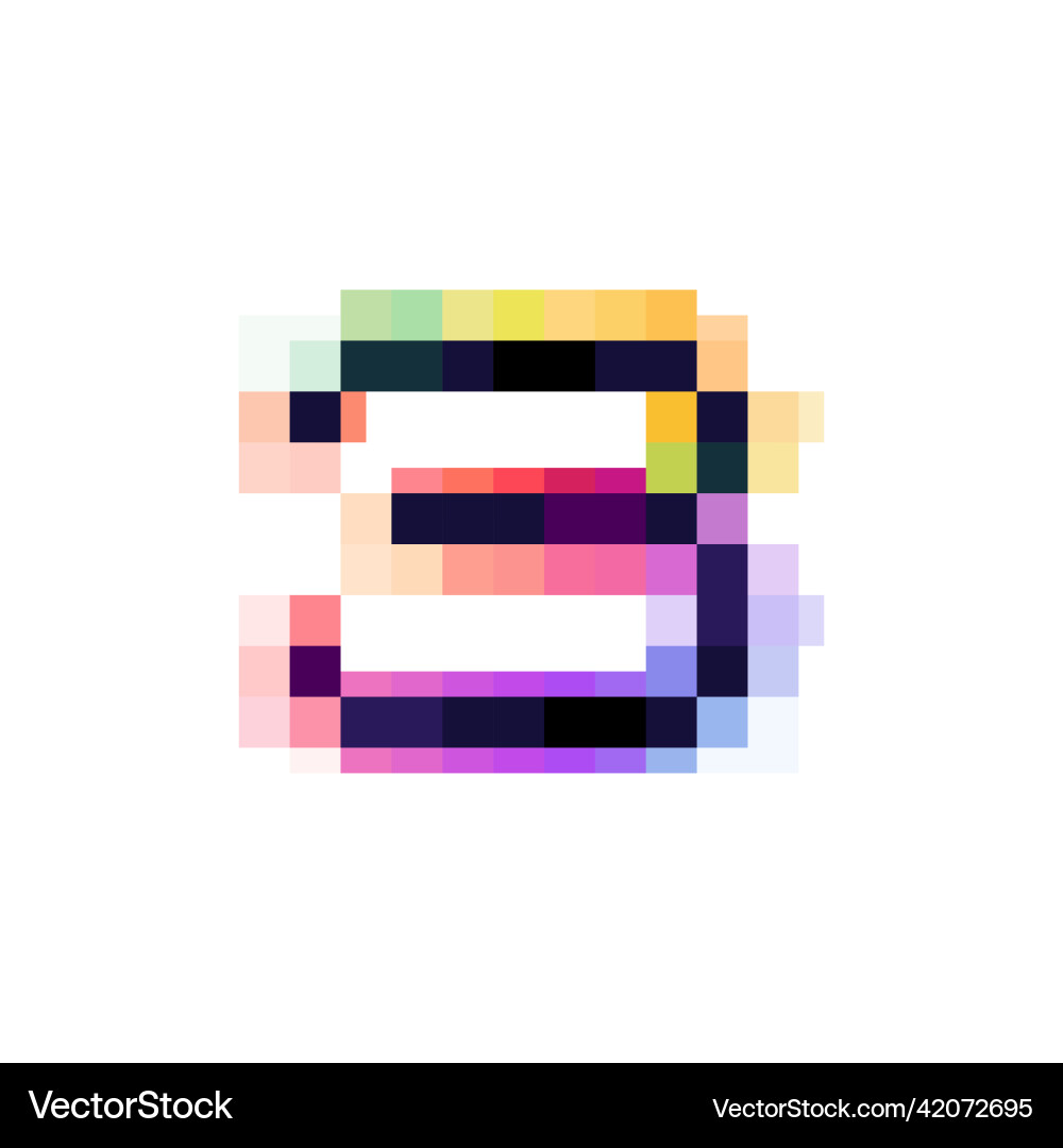 Hologram number three with glitch distorted pixel Hologram number three with glitch distorted pixel vector image