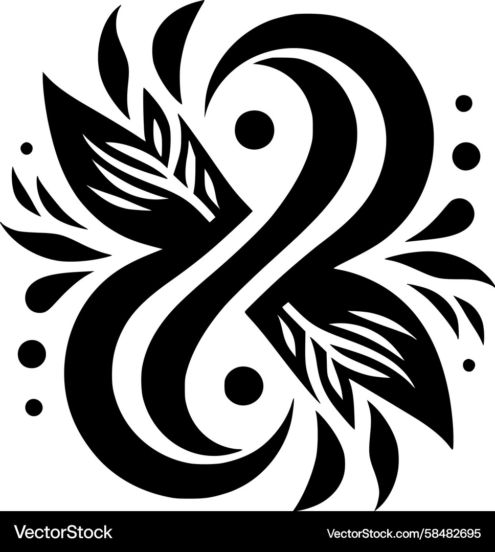 Intricate Leaf Loop Emblem Vector Image