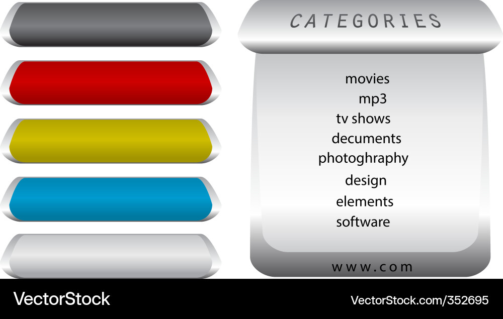Menu Buttons with Categories vector image