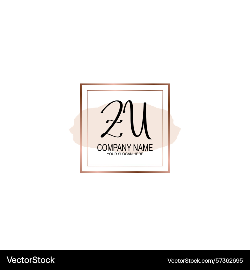 Minimalist handwritten zu initial logos with soft Vector Image