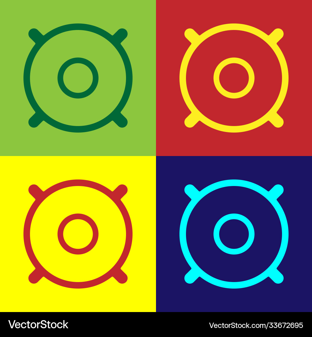Pop art car audio speaker icon isolated on color Vector Image