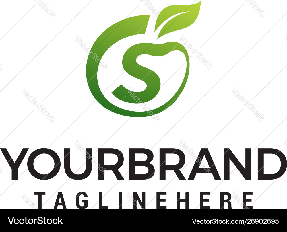 S Logo Initial Letter Design Template mit Blatt S Logo Initial Letter Design Template mit Blatt vektorbild