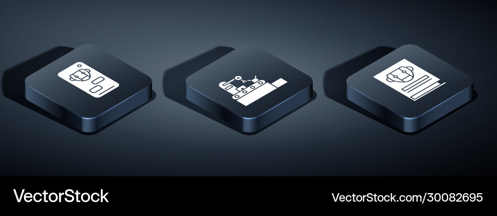 Set isometric bot user manual and factory Set isometric bot user manual and factory vector image