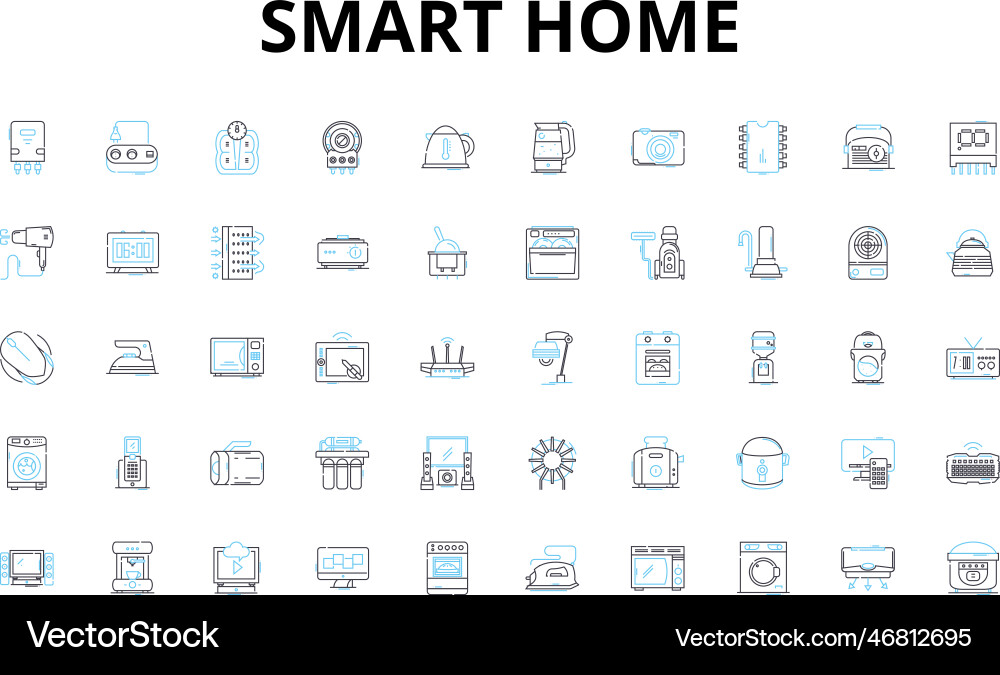 Smart home linear icons set automation Vector Image
