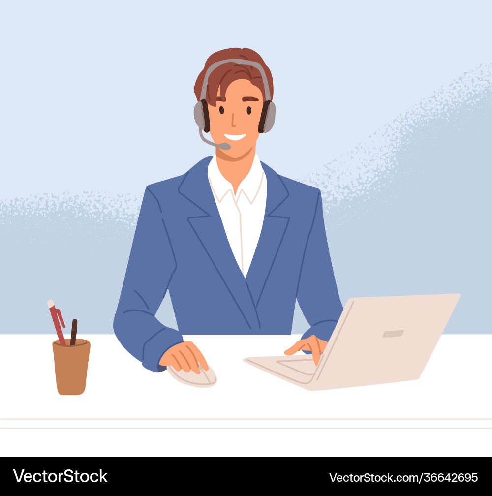 Smiling operator call center in headset Smiling operator call center in headset vector image